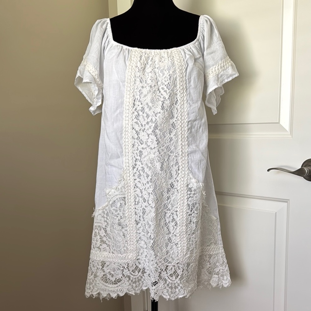 Sugar + Lips White Lace Tunic Dress